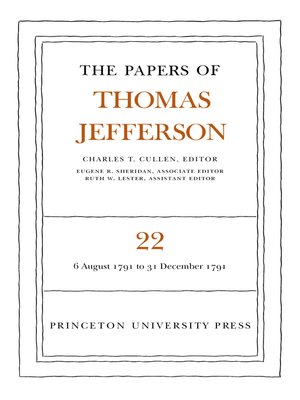 cover image of The Papers of Thomas Jefferson, Volume 22